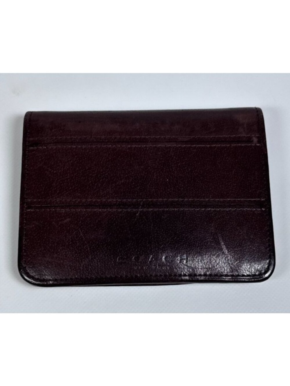 Vintage Coach Mahogany Brown Leather Bifold Wallet Coin Pouch Compact Men Card